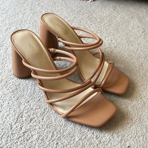 NWOT Nine West Nude Strappy Sandals with Block Heel